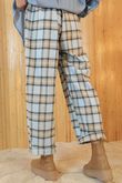 Rhona Plaid Brushed Cotton Kick Pant Blue